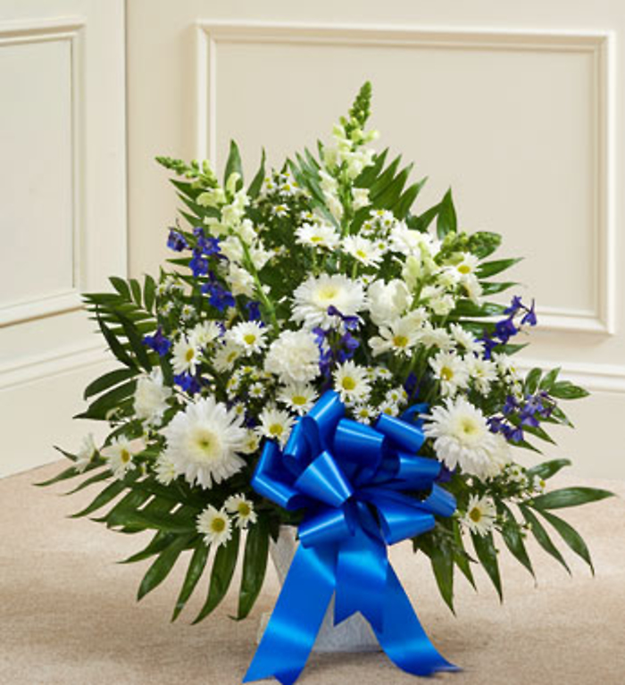 Tribute Blue &amp; White Floor Basket Arrangement