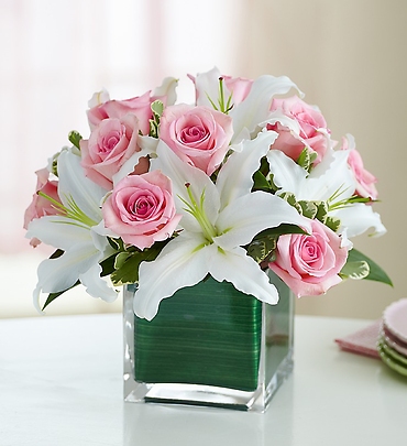 Modern Embrace&trade; Pink Rose &amp; Lily Cube